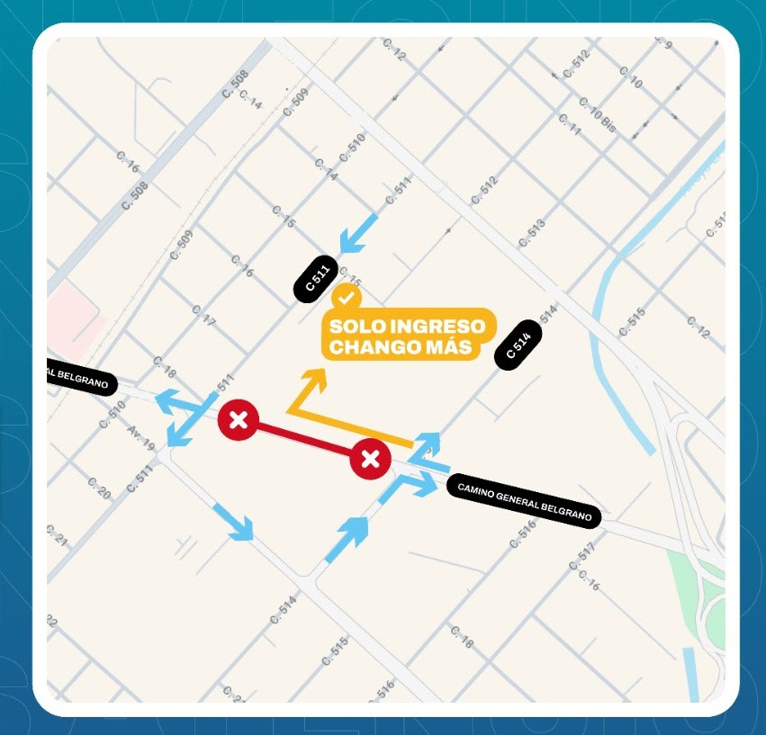 Comenzó el corte de tránsito en Camino General Belgrano y 514