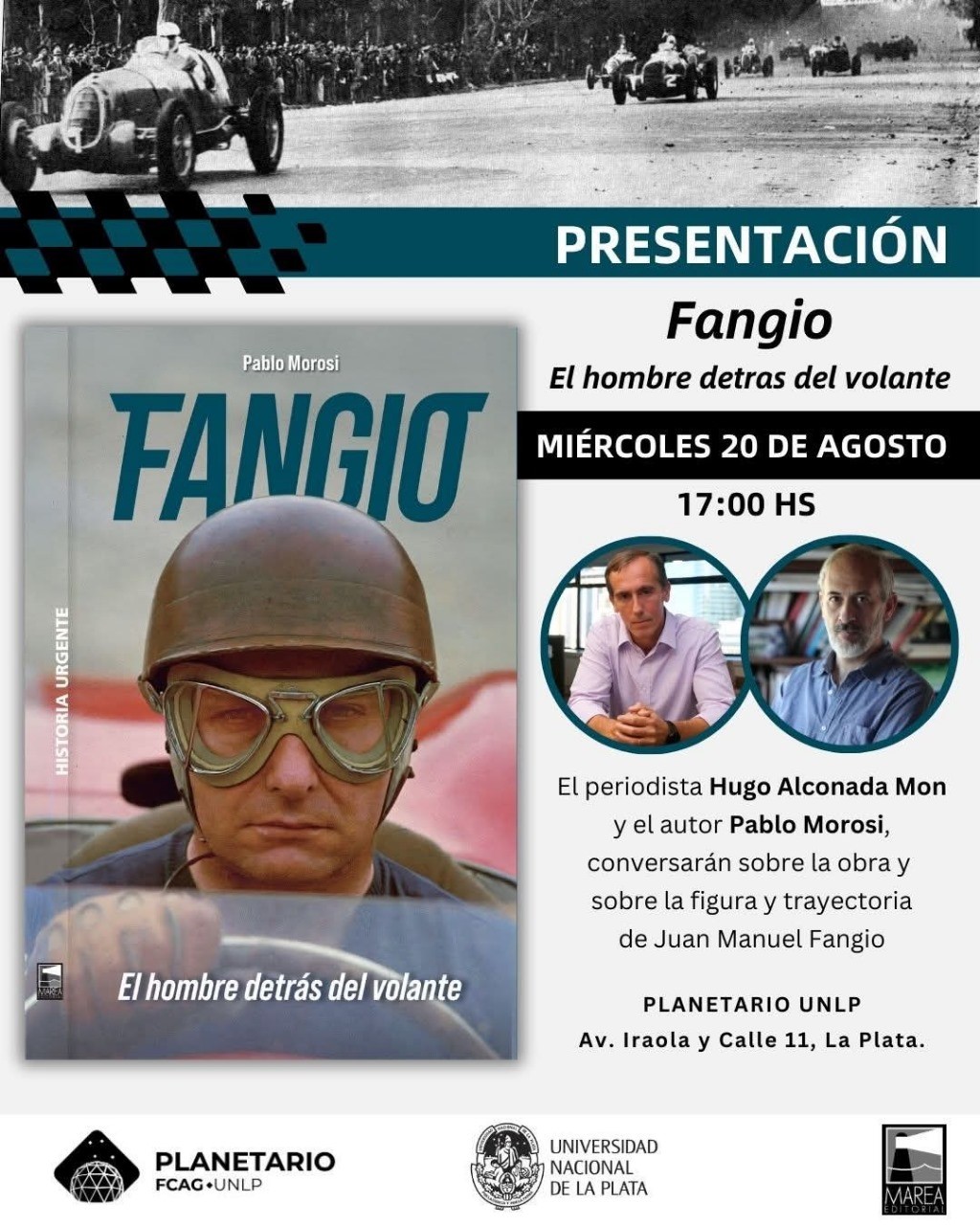 Pablo Morosi presenta su nuevo libro "Fangio, el hombre detrás del volante"