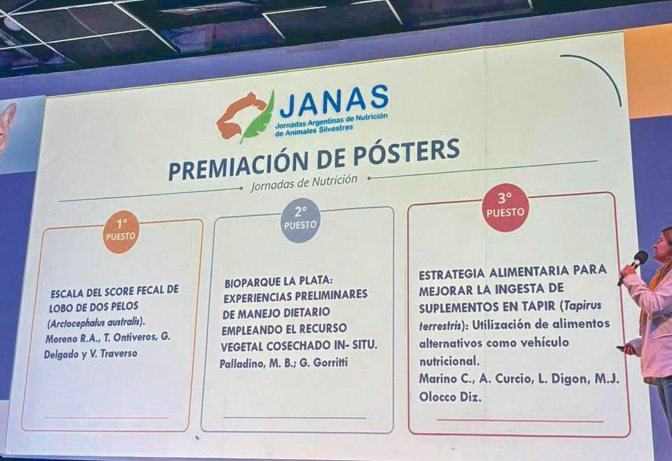 El Bioparque La Plata fue distinguido durante las II Jornadas Argentinas de Nutrición en Animales Silvestres