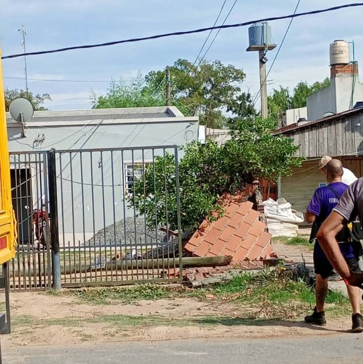 Una mala maniobra terminó con varios postes tendidos y cables en el piso en Villa Alba