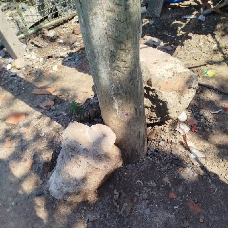 Vecinos lo apuntalaron para que no se caiga