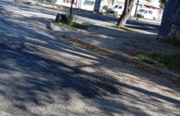Se vieron trabajos de bacheo en el casco de Villa Elvira